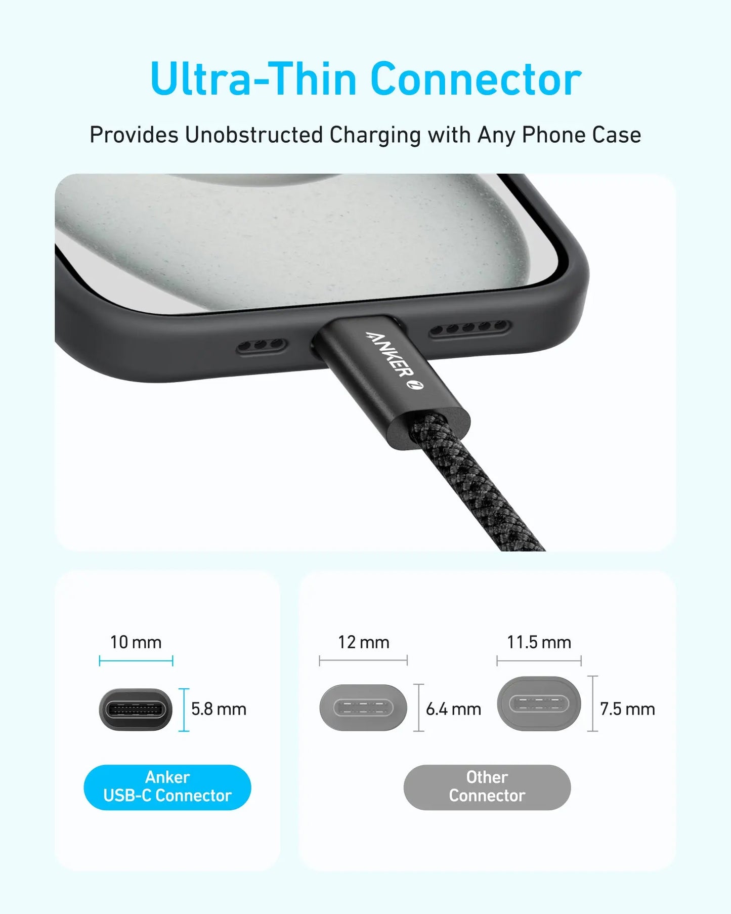 Kabl za prenos podataka i punjenje USB-C - USB-C Anker Zolo, 240W, 1m, Crni A8060H11