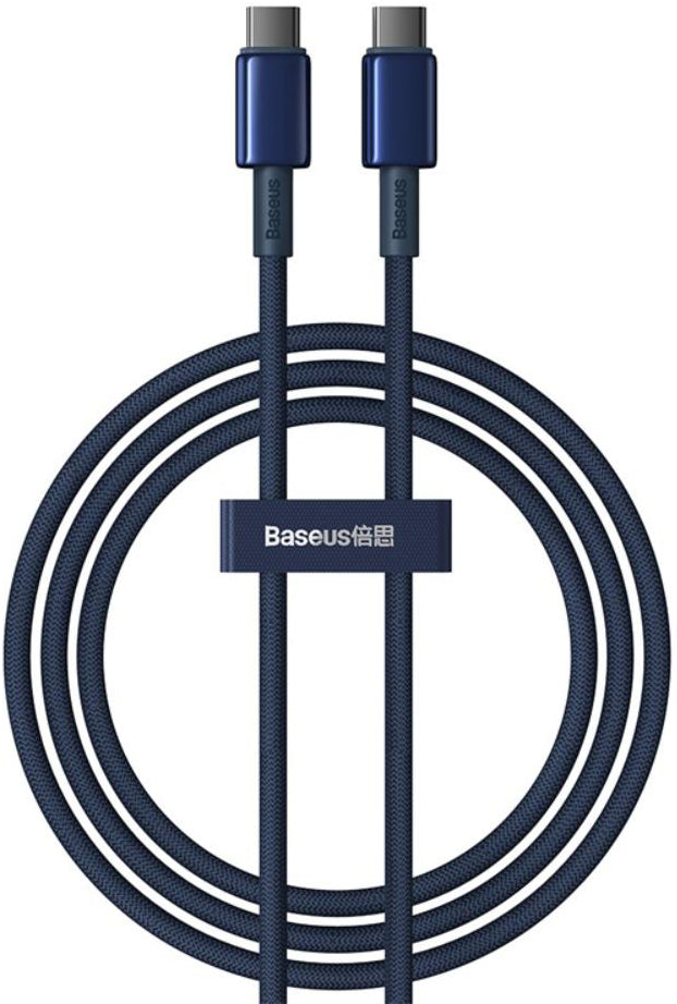 Kabl za podatke i punjenje USB-C - USB-C Baseus Tungsten Gold, 100W, 1m, Tamnoplavi P10319800321-03