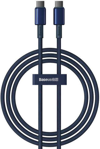 Kabl za podatke i punjenje USB-C - USB-C Baseus Tungsten Gold, 100W, 1m, Tamnoplavi P10319800321-03