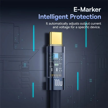 Kabl za podatke i punjenje USB-C - USB-C Baseus Explorer, 100W, 1m, Tamnoplavi P10319704321-00
