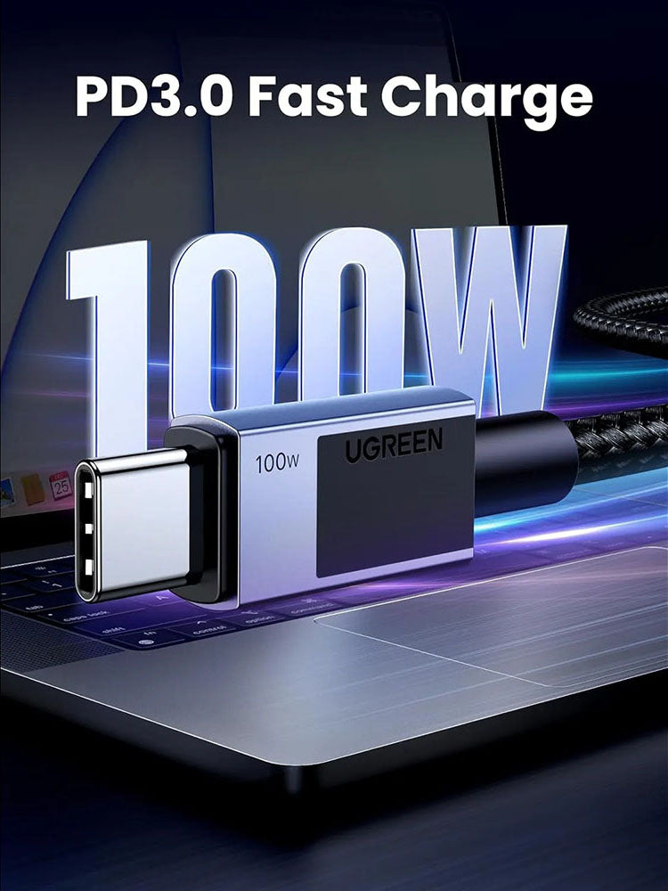 Kabl za prenos podataka i punjenje USB-C - USB-C UGREEN L512, 100W, 3m, Sivi