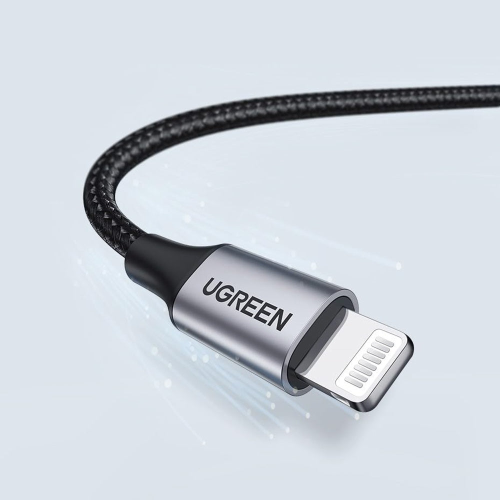 Kabl za prenos podataka i punjenje USB-A - Lightning UGREEN US199, 18W, 1m, Sivi