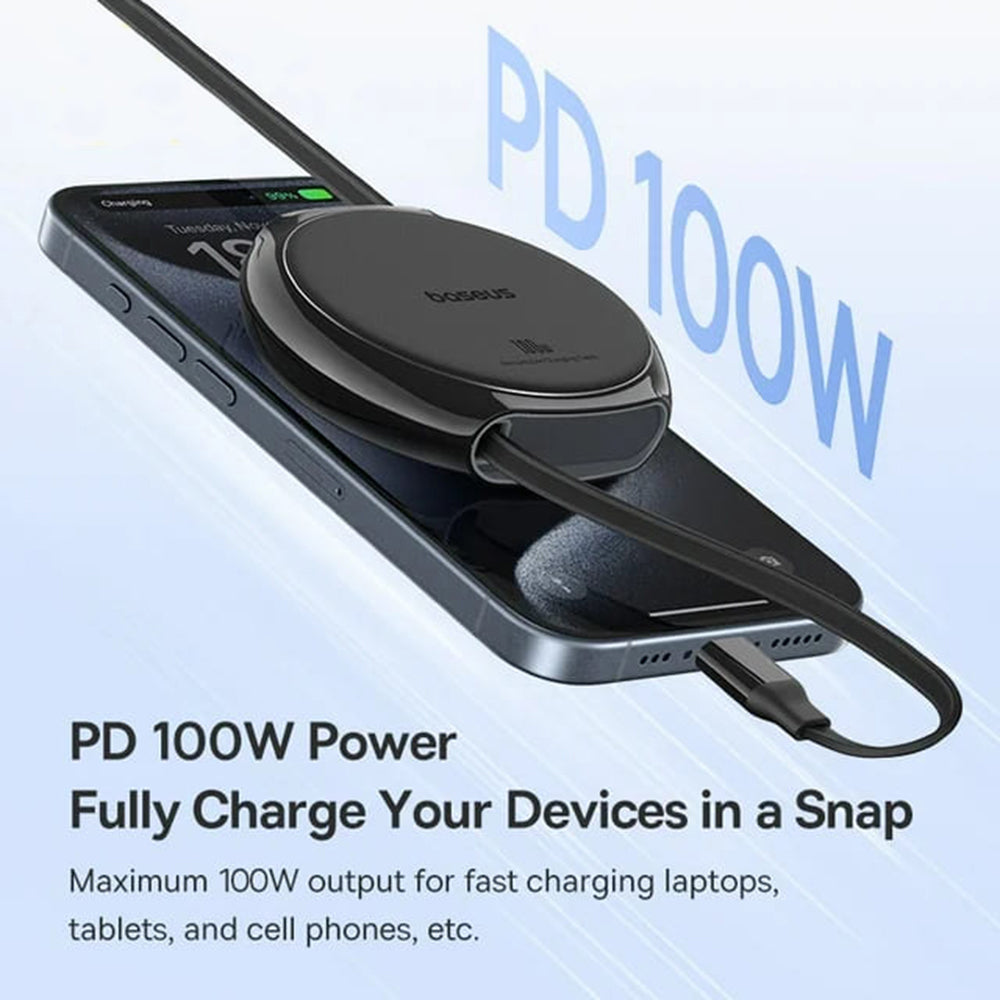 Kabl za podatke i punjenje USB-C - USB-C Baseus Pathfinder Retractable, 100W, 1m, Crni P10368400111-00