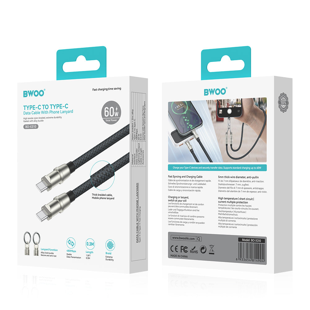 Kabl za podatke i punjenje USB-C - Lightning BWOO, 27W, 0.3m, Crni