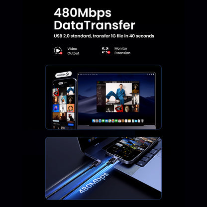 Kabl za Prenos Podataka i Punjenje USB-C - USB-C UGREEN L513, 240W, 2m, Crni