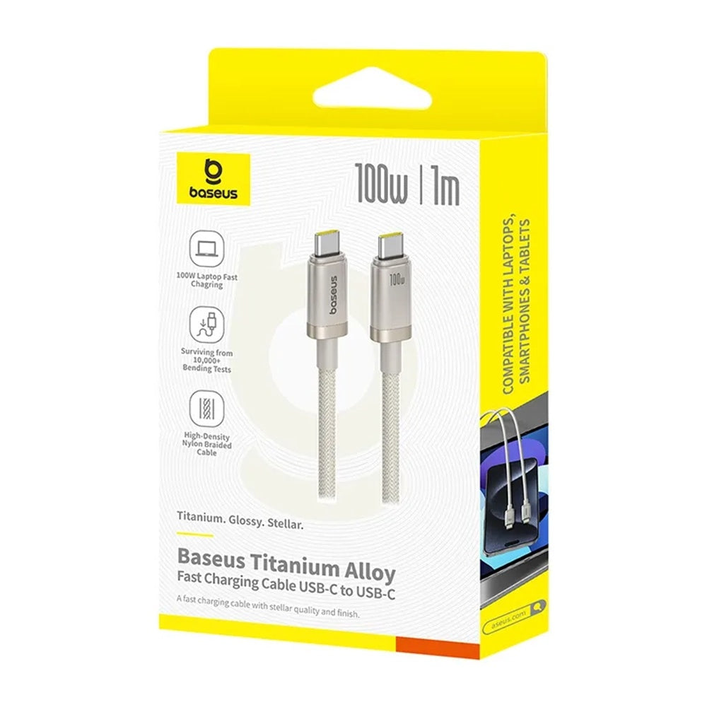 Kabl za prenos podataka i punjenje USB-C - USB-C Baseus Titanium, 100W, 1m, Srebrni P10378100G21-00