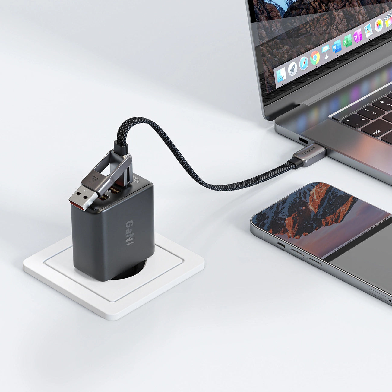 Kabl za prenos podataka i punjenje USB-C - USB-A / USB-C Acefast C13-05, 60W, 0.2m, Crni