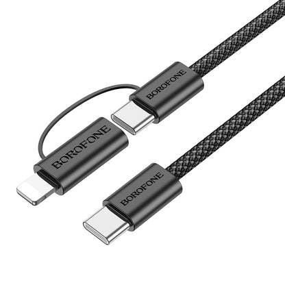 Kabl za prenos podataka i punjenje USB-C - Lightning / USB-C Borofone BX104 Primo 2in1, 60W, 1m, Crni