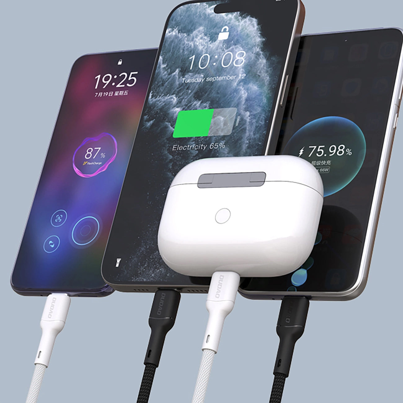 Kabl za podatke i punjenje USB-C - USB-C Dudao L9C, 65W, 1m, Bela