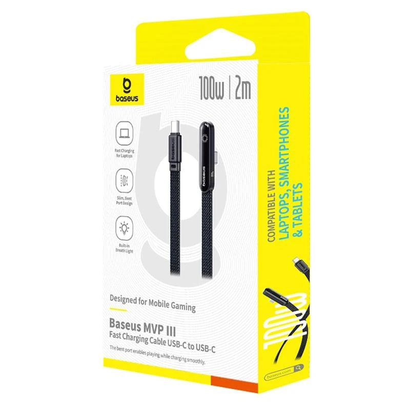 Kabl za prenos podataka i punjenje USB-C - USB-C Baseus MVP 3, 100W, 2m, Crni P10382500121-01