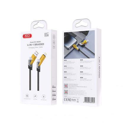 Kabl za podatke i punjenje USB-A / USB-C - Lightning / USB-C XO Design NB283, 60W, 1m, Sivi