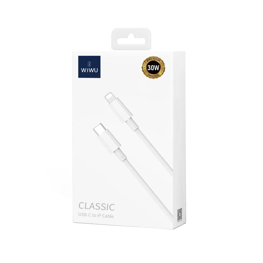 Kabl za podatke i punjenje USB-C - Lightning WiWu Wi-C008, 30W, 1.2m, Beli