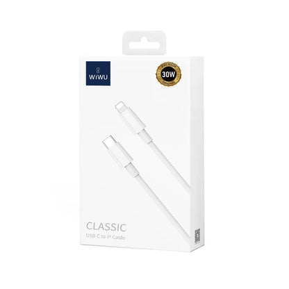Kabl za podatke i punjenje USB-C - Lightning WiWu Wi-C008, 30W, 1.2m, Beli