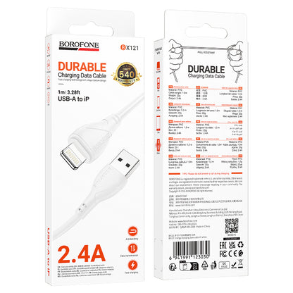 Kabl za podatke i punjenje USB-A - Lightning Borofone BX121 Energy, 18W, 1m, Bel