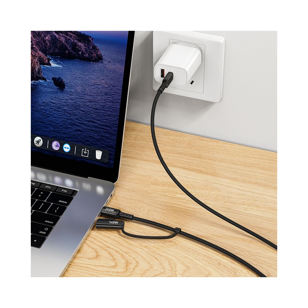 Kabl za punjenje HOCO U142, USB-C - USB-C / MagSafe 3, 240W, 1.8m, Crni