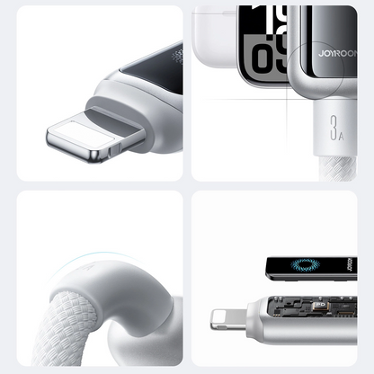 Kabl za prenos podataka i punjenje USB-A - Lightning Joyroom S-A55 StarFlight Display, 18W, 1.2m, Bela