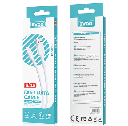 Kabl za podatke i punjenje USB-A - USB-C BWOO X172C, 60W, 1m, Bela