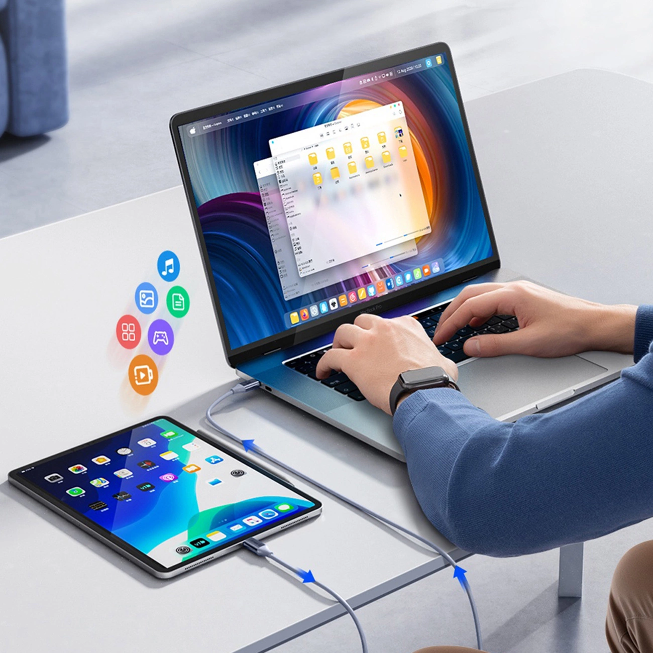 Kabl za prenos podataka i punjenje USB-C - USB-C Orico CDX, 60W, 1m, Plavi