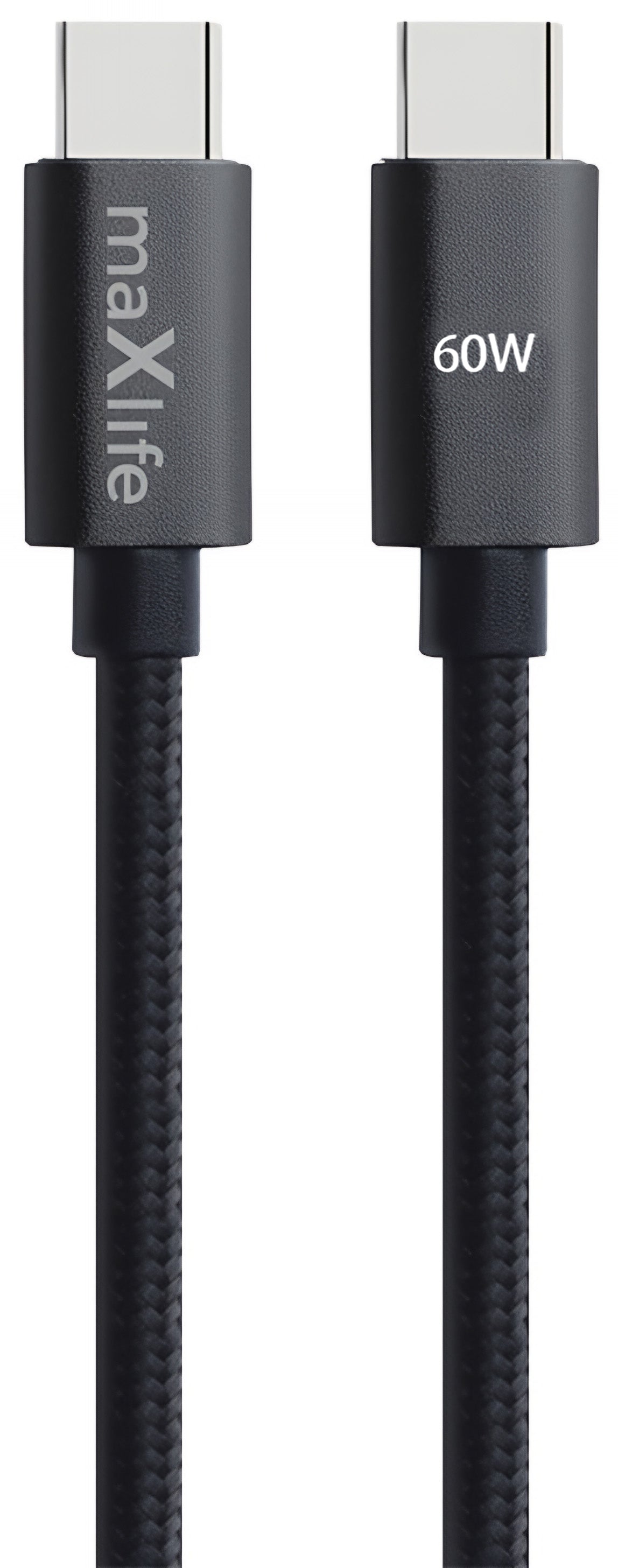 Kabl za prenos podataka i punjenje USB-C - USB-C MaXlife MXUC-12, 60W, 2m, Crni