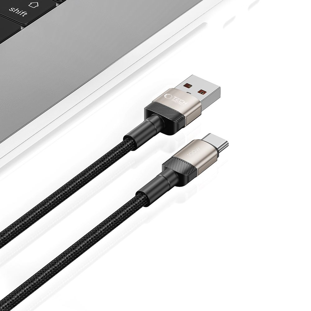 USB-A - USB-C kabl za prenos podataka i punjenje Tech-Protect Ultraboost EVO, 100W, 1m, Srebrni