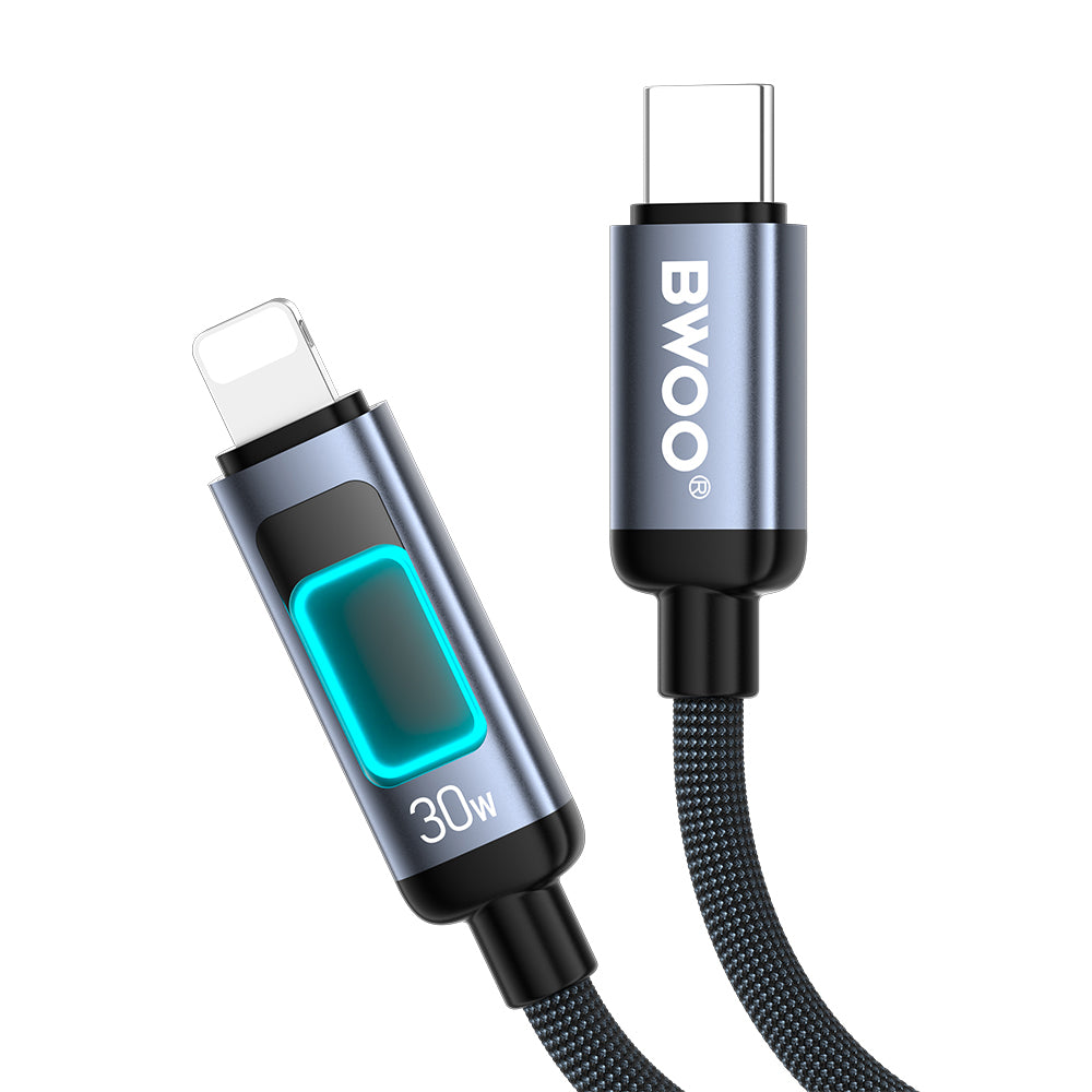 USB-C - Lightning BWOO X324CL kabl za prenos podataka i punjenje, ekran, 30W, 1m, crni