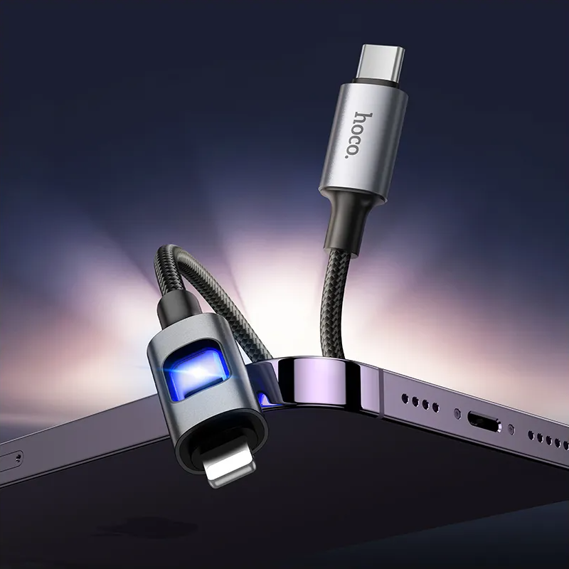 USB-C - Lightning HOCO U144 Led kabl za prenos podataka i punjenje, 27W, 1.2m, Crni