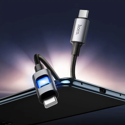 USB-C - USB-C HOCO U144 Led kabl za prenos podataka i punjenje, 60W, 1.2m, Crna