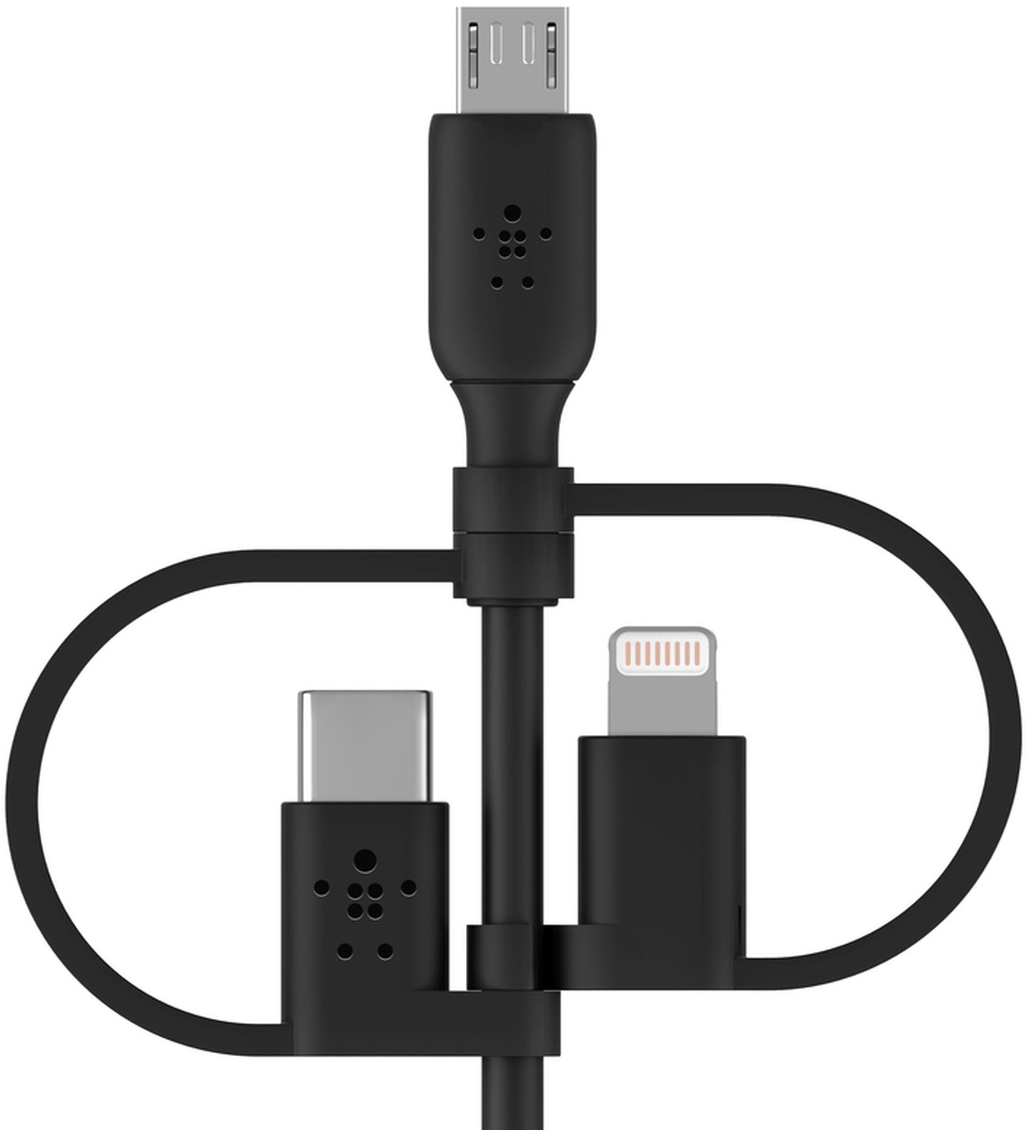 Kabl za prenos podataka i punjenje USB-A - Lightning / microUSB / USB-C Belkin BoostCharge, 1m, Crni CAC001bt1MBK