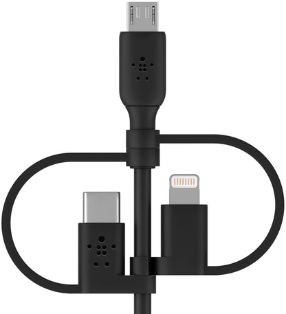 Kabl za prenos podataka i punjenje USB-A - Lightning / microUSB / USB-C Belkin BoostCharge, 1m, Crni CAC001bt1MBK