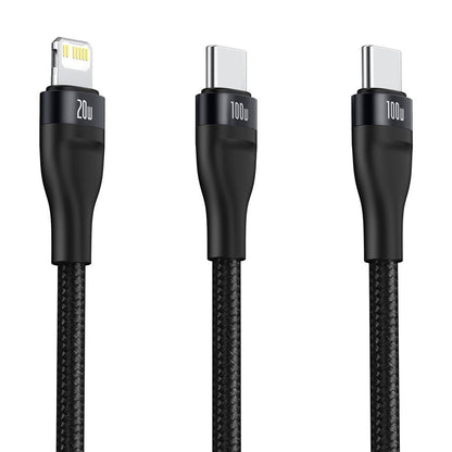 Kabl za prenos podataka i punjenje USB-C - Lightning / USB-C Baseus Flash Series 2in1, 100W, 1.2m, Crni CA1T2-F01