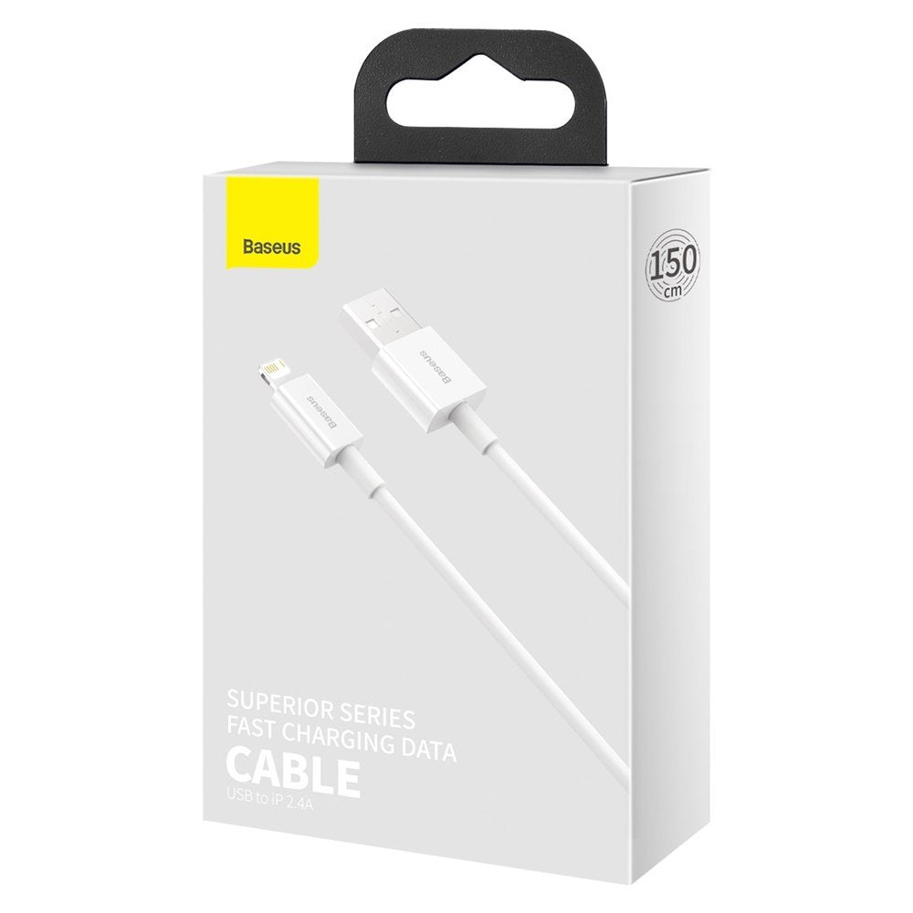 Kabel za Prijenos Podataka i Punjenje USB-A - Lightning Baseus Superior Series, 20W, 1.5m, Bijeli CALYS-B02