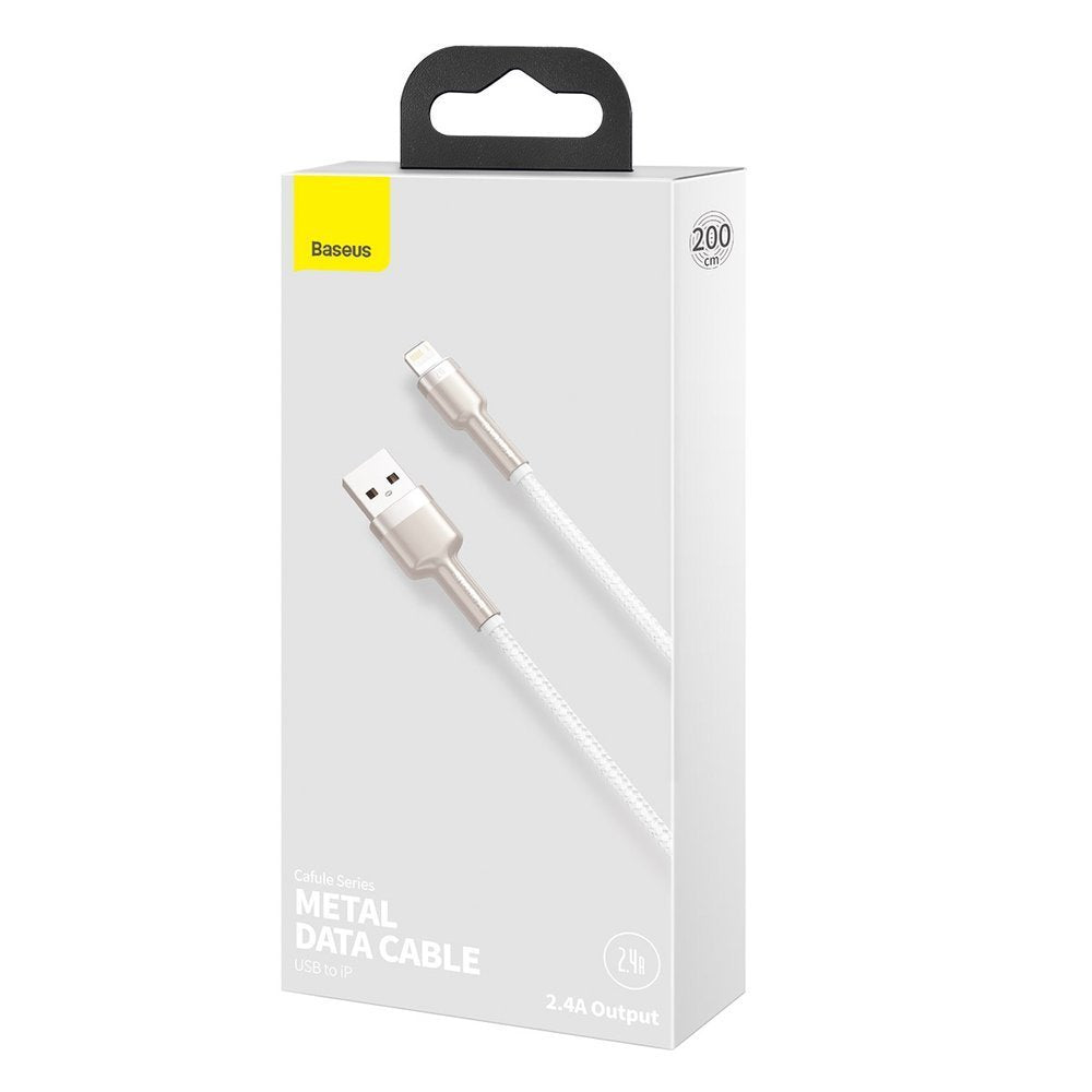 Kabl za Prenos Podataka i Punjenje USB-A - Lightning Baseus Cafule Metal Series, 18W, 1m, Beli CALJK-A02