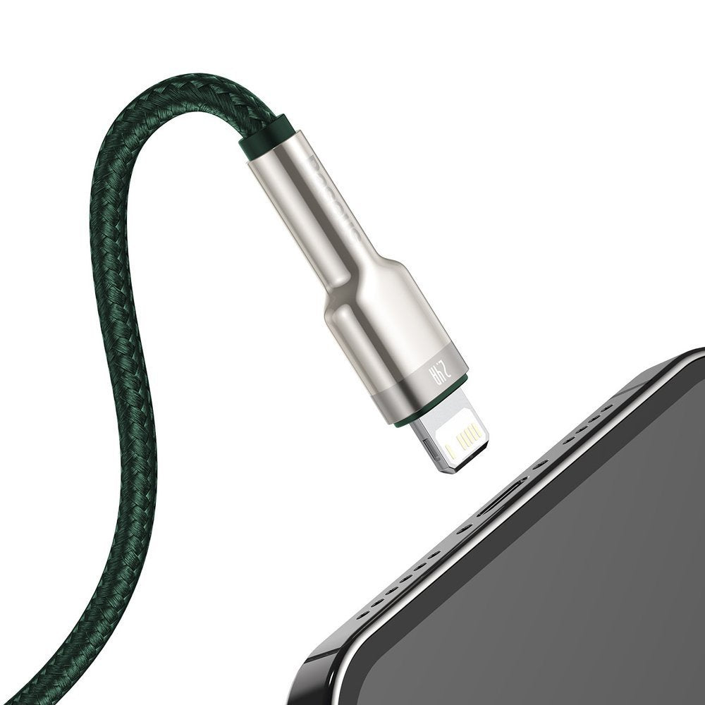 Kabl za prenos podataka i punjenje USB-A - Lightning Baseus Cafule Metal Series, 18W, 2m, Zeleni CALJK-B06