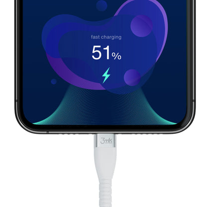 USB-C kabl za prenos podataka i punjenje - USB-C 3MK Hyper Silicone, 60W, 1m, Bela
