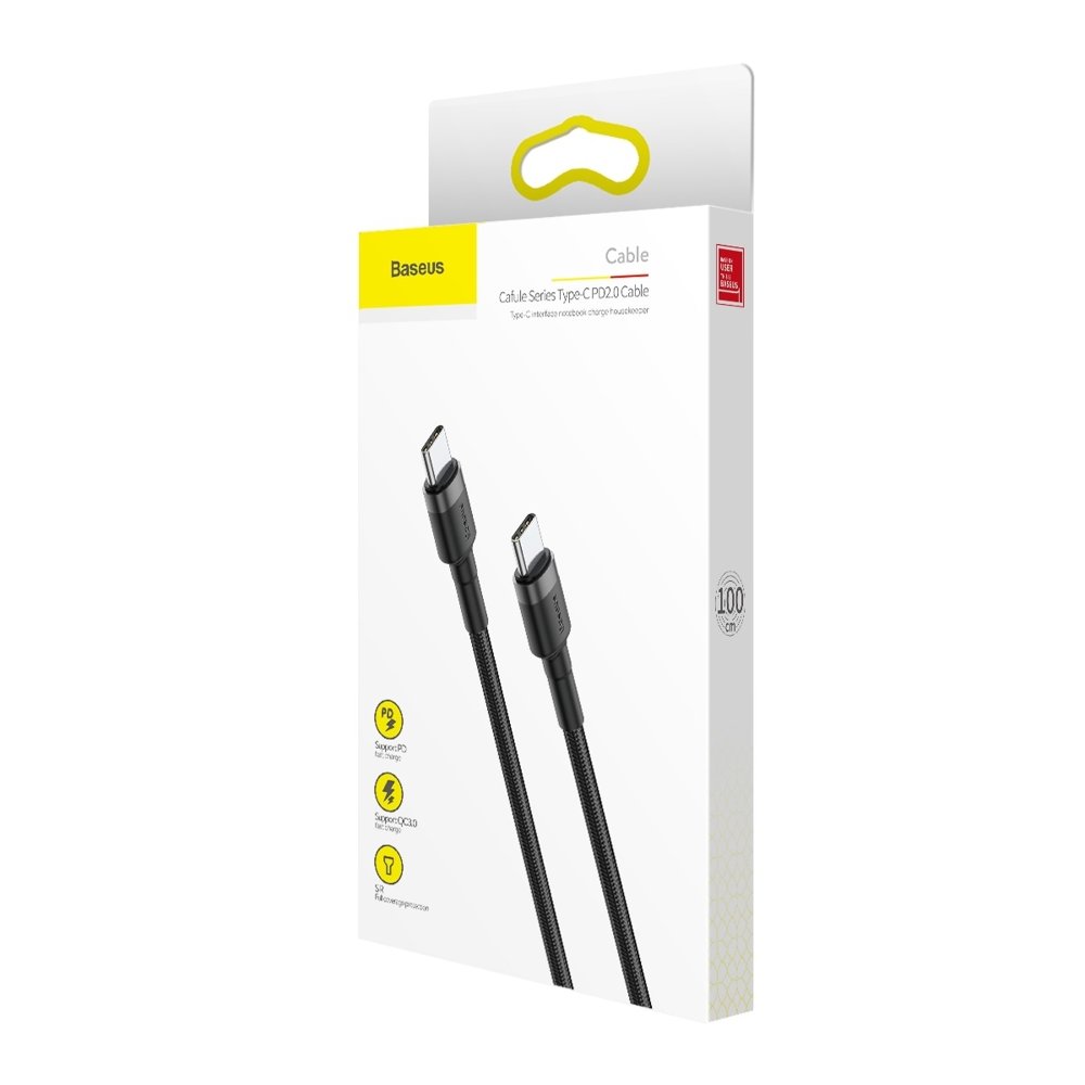 USB-C Data and Charging Cable - USB-C Baseus Cafule, 60W, 1m, Black CATKLF-GG1 CATKLF-GG1