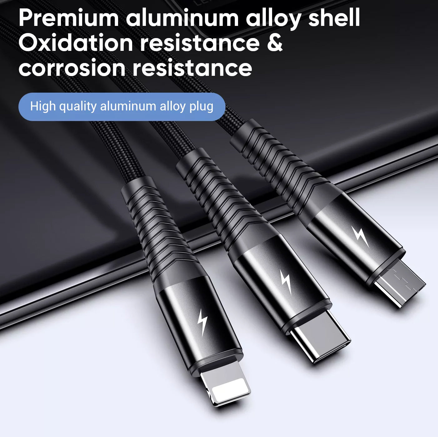 USB-A - Lightning / microUSB / USB-C Charging Cable Joyroom S-1230G4 3in1, 20W, 1.2m, Black