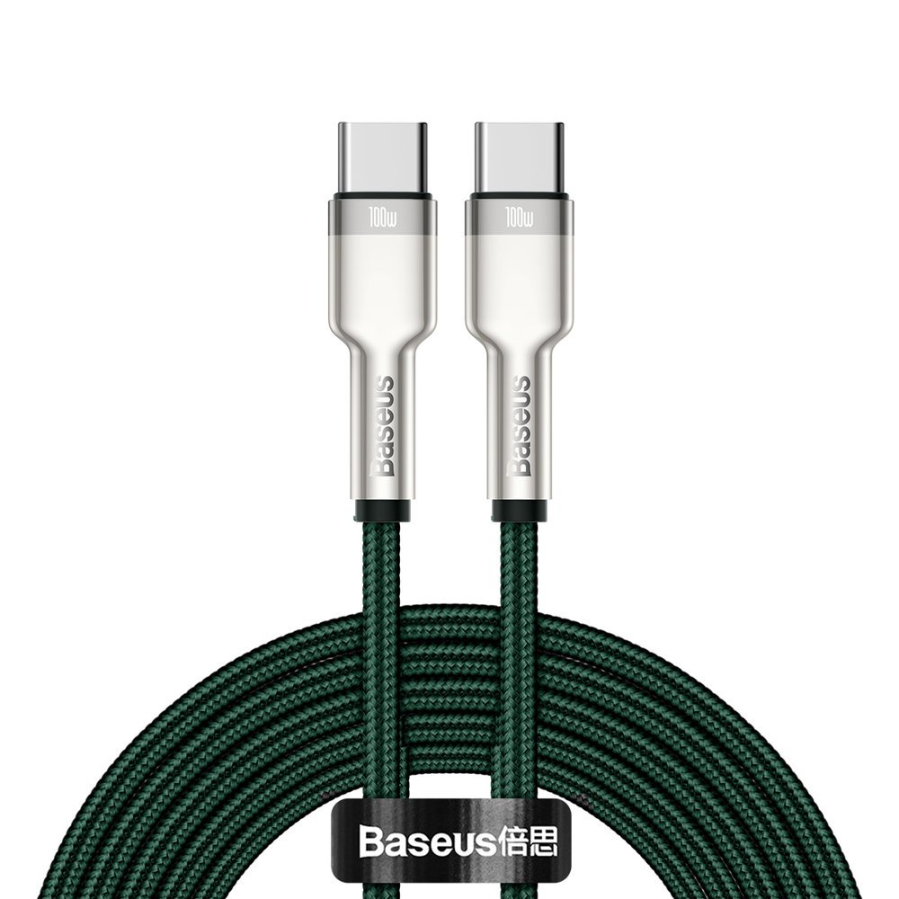 Kabl za Prenos Podataka i Punjenje USB-C - USB-C Baseus Cafule Metal Series, 100W, 2m, Zelen CATJK-D06