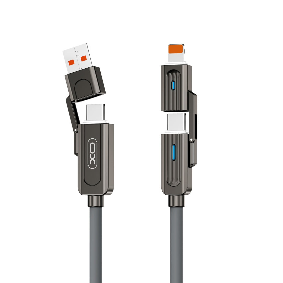 Data and Charging Cable USB-C / USB-A - USB-C / Lightning XO Design NB275 2in1, 60W, 1m, Black 