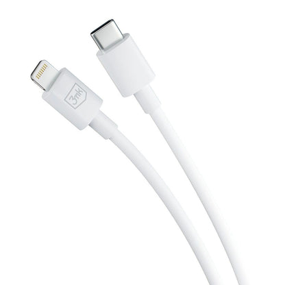 Data and Charging Cable USB-C - Lightning 3MK Hyper, 20W, 1.2m, White 