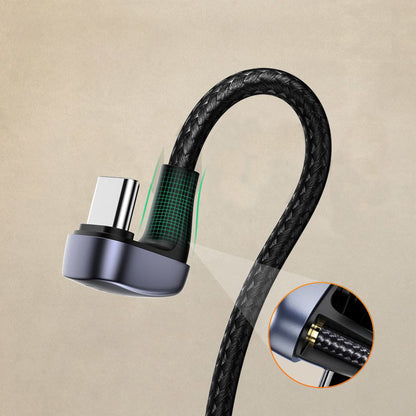 Kabl za Prenos Podataka i Punjenje USB-A - USB-C UGREEN US311 Angled, 18W, 1m, Sivi