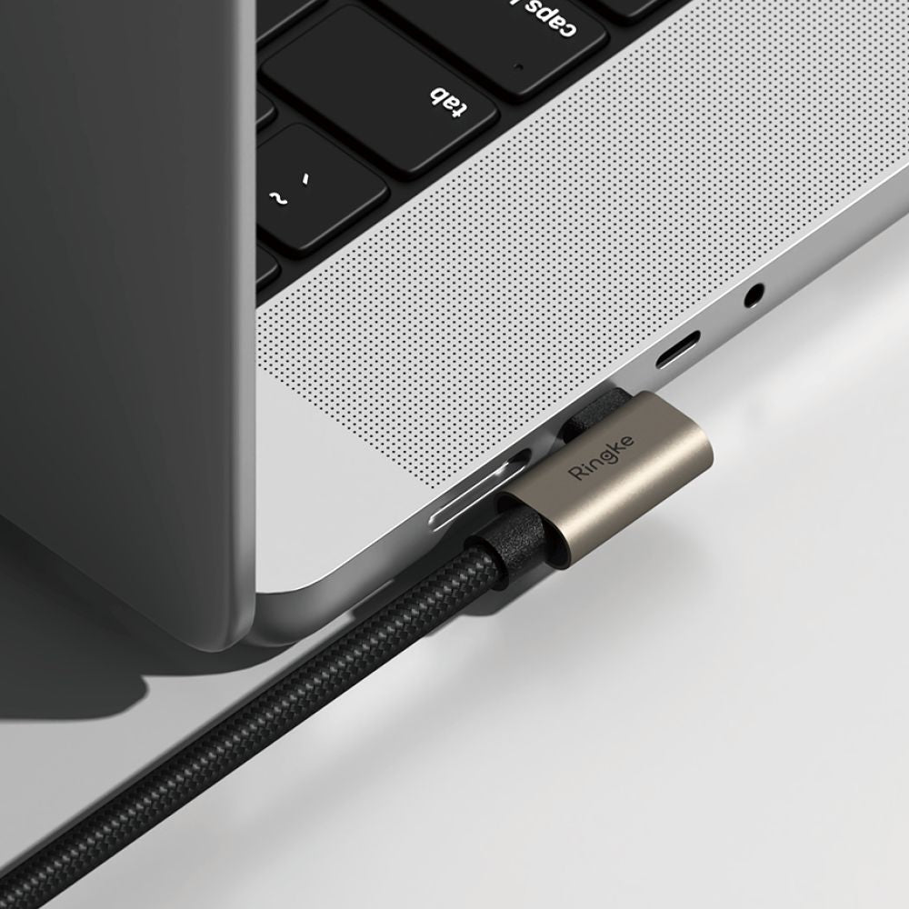 Kabl za prenos podataka i punjenje USB-C - USB-C Ringke 2X2 Angled, 240W, 1m, Crni