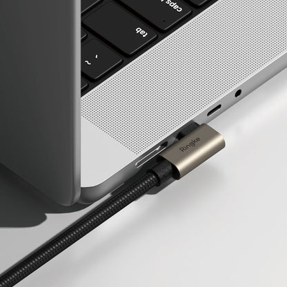 Kabl za prenos podataka i punjenje USB-C - USB-C Ringke 2X2 Angled, 240W, 1m, Crni