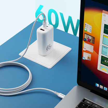 Kabl za podatke i punjenje USB-C - USB-C BWOO X282, 60W, 1m, Bela