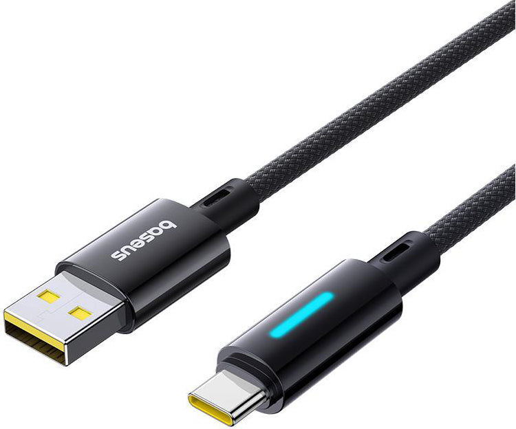 Kabl za podatke i punjenje USB-A - USB-C Baseus Lit Button Control, 100W, 1m, Crni P10379002121-00