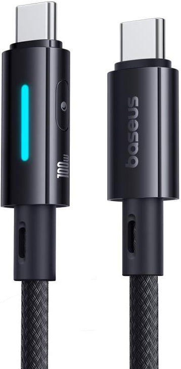 Kabl za podatke i punjenje USB-C - USB-C Baseus Lit Button Control, 100W, 2m, Crni P10379000121-01