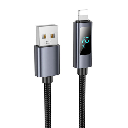 Kabl za podatke i punjenje USB-A - Lightning HOCO Display X112, 18W, 1m, Crni