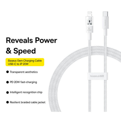 Kabl za prenos podataka i punjenje USB-C - Lightning Baseus Gem, 20W, 1m, Beli P10373001211-00