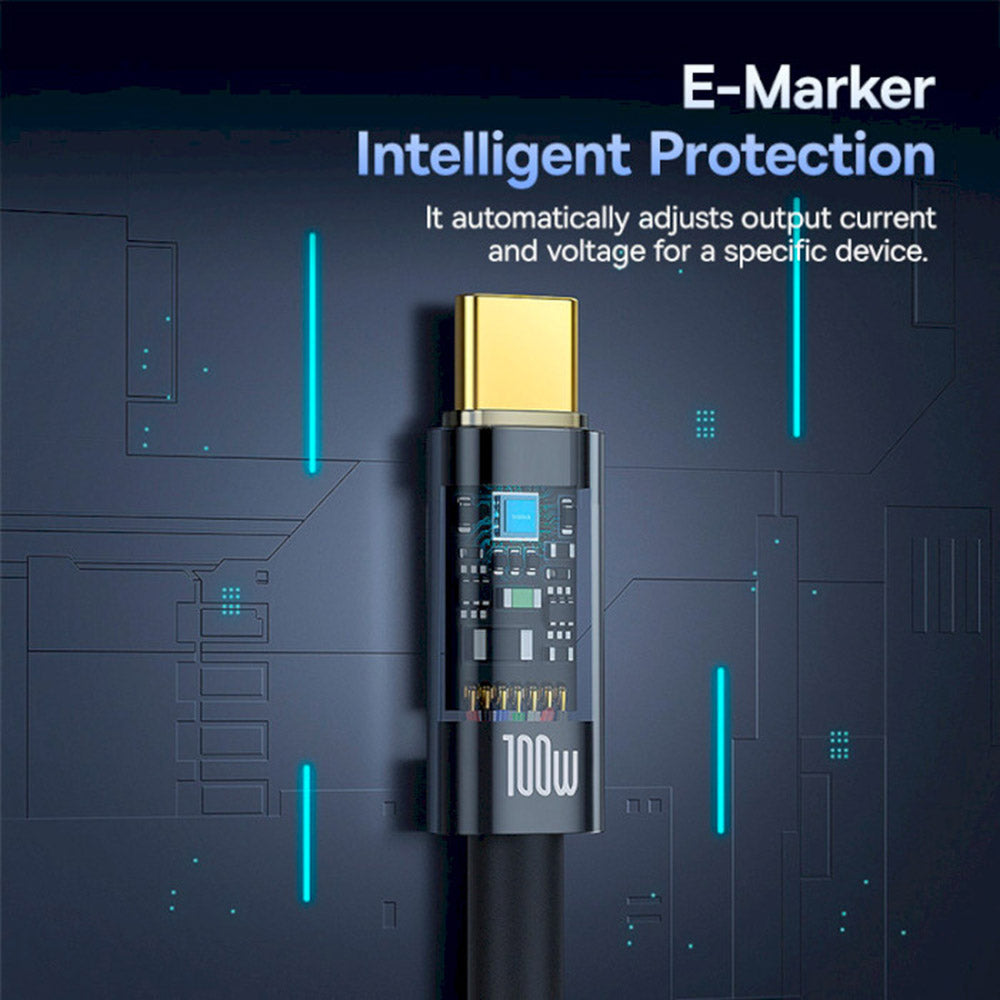 Kabl za Prenos Podataka i Punjenje USB-C - USB-C Baseus Explorer, 100W, 1m, Crni P10319703111-00