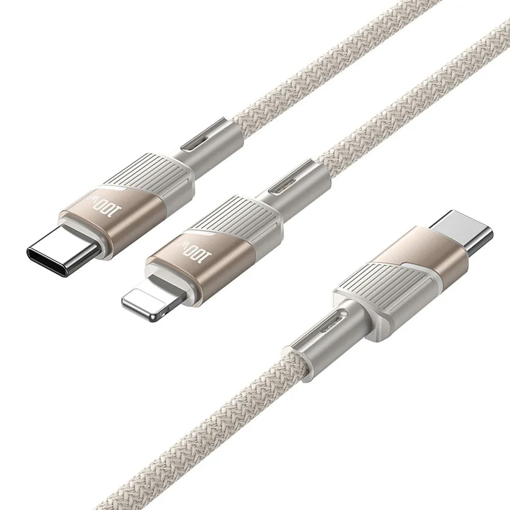 Kabl za prenos podataka i punjenje USB-C - 2 x USB-C HOCO U139 2u1, 100W, 1.2m, Zlatni