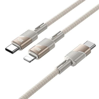 Kabl za prenos podataka i punjenje USB-C - 2 x USB-C HOCO U139 2u1, 100W, 1.2m, Zlatni